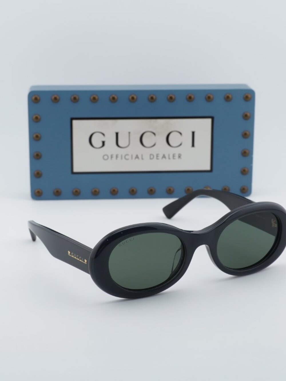 Gucci GG1587SA 001 Oval Sunglasses - Black / Grey - Picture 8 of 11